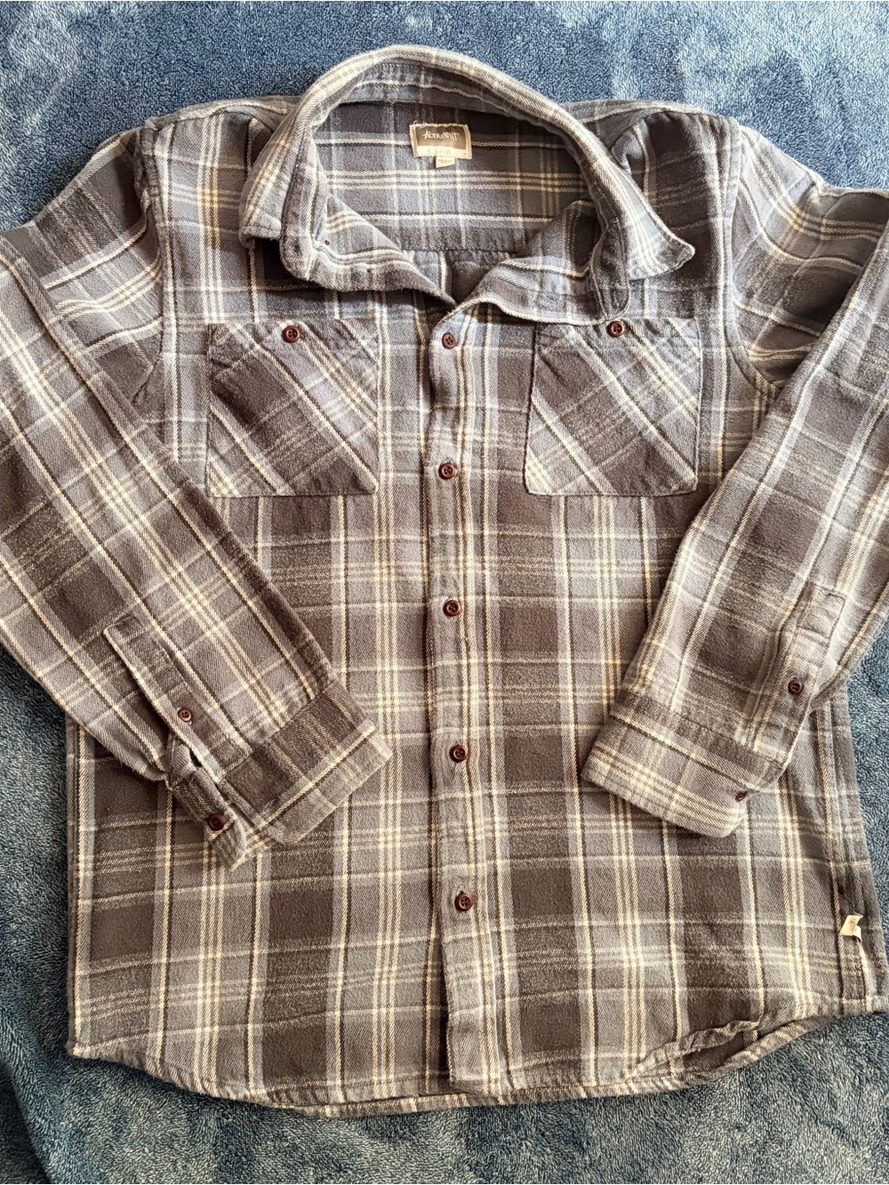 Altamont Men's Blue Plaid Flannel Button Down Long Sleeve Skater Shirt Size L